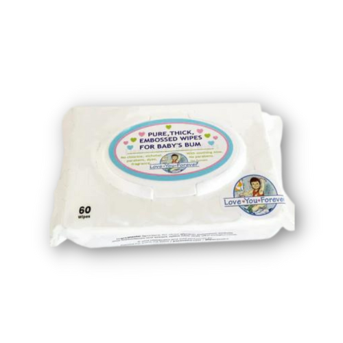 LOVE YOU FOREVER® Pure, Aloe-Infused, Unscented, Hypoallergenic Baby Wipes. Two-Pack.