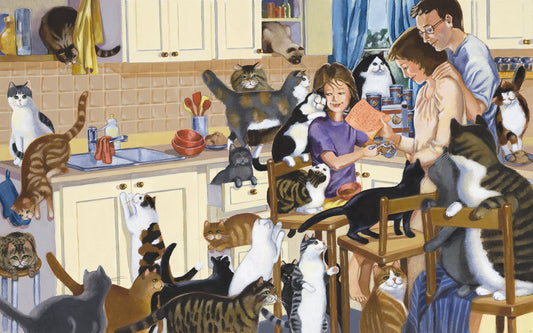Giclée Print From the Book, Pussycats Everywhere!, of a Girl , Her Parents, and 37 Cats, Limited Edition. Signed